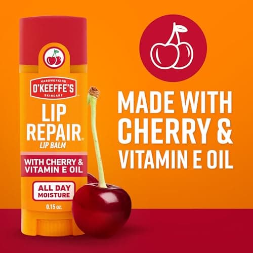 O'Keeffe's Lip Repair Chapstick Stick, Cherry & Vitamin E Oil Lip Balm for Dry Cracked Lips, Guaranteed Relief & All-Day Moisture in 1 Use, Lip Chap, 8 Moisturizing Ingredients, 1 Pack — view 5