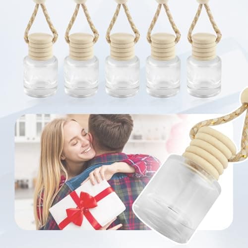 5PCS Car Air Fresheners Hanging Bottle with Wooden Cap and Rope,Empty Glass of Car Diffusers for Essential Oils Replacement,Car Accessories Car Perfume Air Freshener Bottle — view 5