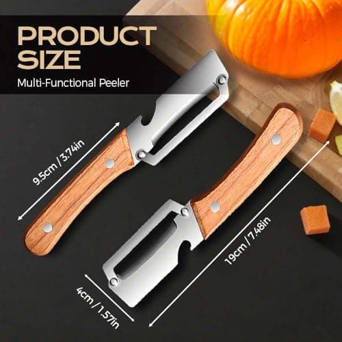 Multi-Functional Vegetable Peeler for Kitchen, Ultra-Sharp Stainless Steel Blade with Wooden Handle and Bottle Opener, for Vegetables or Fruits that Need to Be Peeled (1Pcs) — view 5