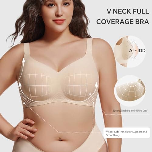 UIMERO 2026 Womens Wireless Bra Seamless Jelly Bras Full Coverage Push Up Supportive Comfortable No Underwire Tshirt Bras Nude
