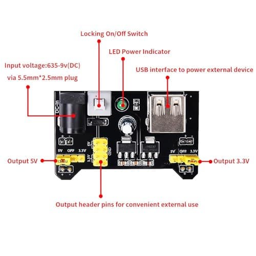REXQualis Electronics Basic Kit w/Power Supply Module, Breadboard, Jumper Wire, LED,Resistor, comes with more than 300pcs sensors and components for fun and simple electronic projects. — view 3