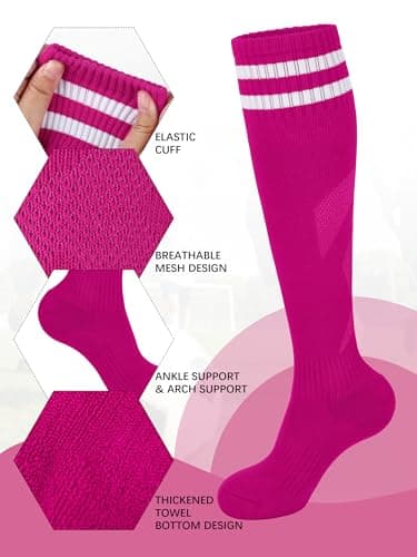 Gnodio Kids Soccer Shin Guards and Socks Youth Soccer Shin Pads Protective Defender Gear for 3-12 Years Old Toddler Children Teen Boys Girls Hot Pink S — view 3