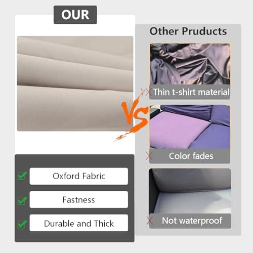 FLYMEI Patio Cushion Covers 24x24x4 Waterproof Outdoor Cushion Cover Replacement 4Packs Outdoor Seat Cushion Slipcover for Rattan Chair Sofa, Apricot — view 7