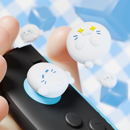 PlayVital Thumb Grips for Nintendo Switch 2 | Kawaii Silicone Joystick Caps (4-Pack) - Cute Accessories Animal Design Thumbstick Covers for Joycon 2 - Cutie Seal Squad — view 4