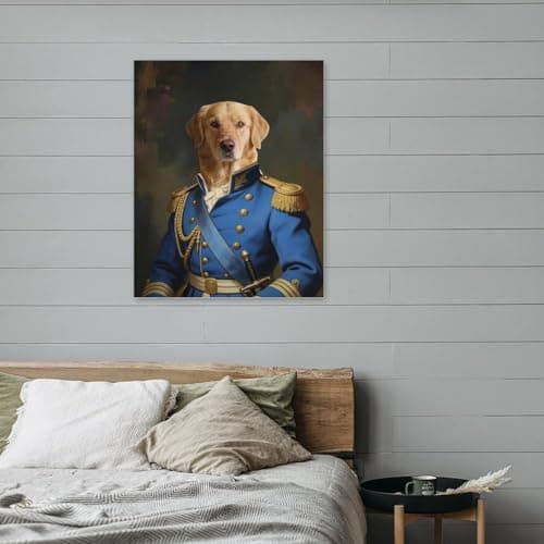 Personalized Naval Officer Pet Portrait from Photo Custom Renaissance Style Military Commander Dog Canvas Art Print, Wall Art for Home Decor, Living Room, Bedroom & Home Office Gifts for Pet Lovers — view 5