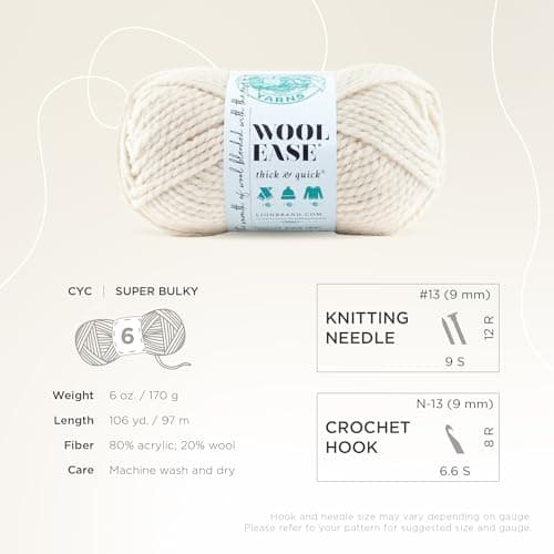 Lion Brand Yarn Wool-Ease Thick & Quick Yarn, Soft and Bulky Yarn for Knitting, Crocheting, and Crafting, 3 Pack, Fisherman — view 3
