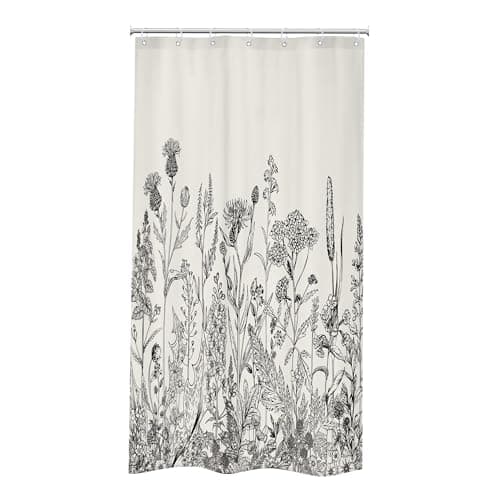 Riyidecor Small Stall Wildflower Farmhouse Half Shower Curtain 36Wx72H Inch Narrow Single Botanical Flower Floral Herbs Bathroom Windows Balconies Fabric Polyester Waterproof 7 Pack Plastic Hooks — view 6