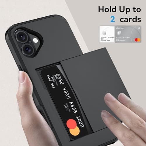 Qinmay Compatible with iPhone 17 Case Wallet,Built-in Card Holder, Heavy Duty Protective Dual Layer Shockproof Hidden Card Slot Slim Wallet Phone Cover for iPhone 17 ，Black — view 2