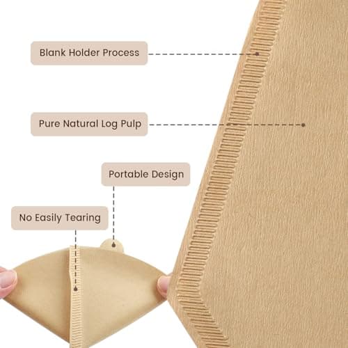 100 Count Cone Coffee Filters #2, Clinuse Unbleached Size 02 Coffee Filter 2-6 Cup, Disposable Natural Paper Filters, 02 Cone Filters for Pour Over and Drip Coffee Maker — view 5