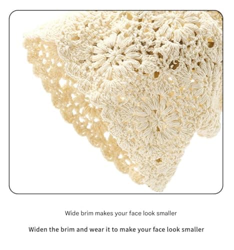 Handmade Crochet Slouchy Beanie Soft Comfortable Knit Hat with Floral Texture Vintage Artistic Skull Cap for Women All-Season Stylish Accessory Light Blue — view 4