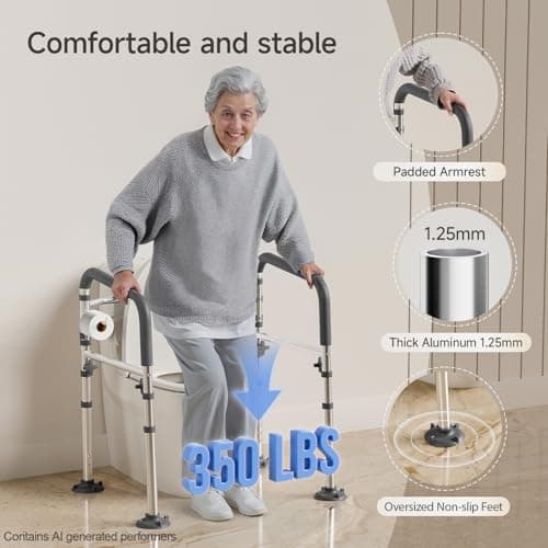 Loyoda Toilet Safety Frame for Seniors, Adjustable Toilet Safety Rail