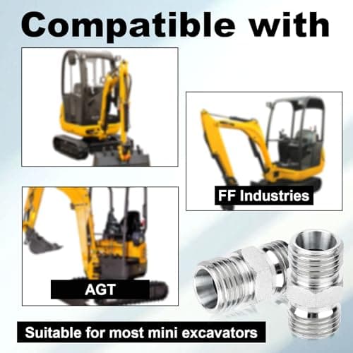 2pcs M14 to M14 Carbon Steel Fittings Adapters, Hydraulic Hose Pipe Thread Coupler for Mini Excavator Compatible with AGT, FF Industries and More — view 5