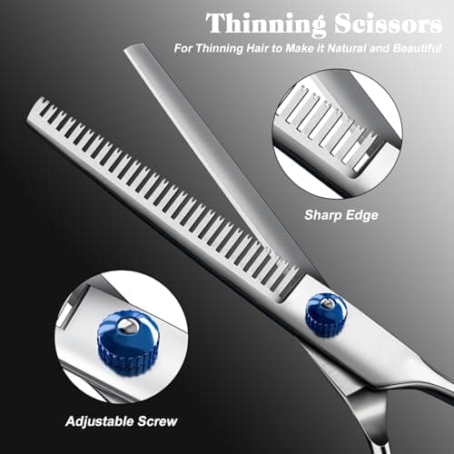 Professional 4 in 1 Dog & Cat Grooming Scissors Kit with Safety Round Tips,Sharp & Durable,Dog Shears for Grooming - Includes Straight, Curved, Thinning Scissors and Comb - Premium Pet Supplies — view 4