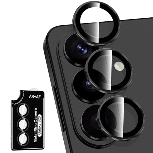 Avocase for Samsung Galaxy S26 Camera Lens Protector, Individual Metal Ring Tempered Glass Lens Cover, [Strong Adsorption] Scratch Resistant Ultra-Thin HD Clear Lens Cover, 1 Set-Black Ring