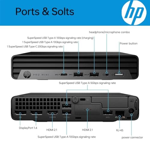 HP Pro 400 Business Mini Computer Desktop, Intel Performance Processor, Ultra-Quiet Design, 32GB RAM, 1TB PCIe SSD, Dual 4K Display Support, USB-C + Wi-Fi 6, Keyboard & Mouse, Windows 11 — view 2