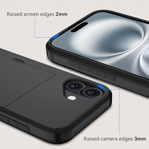 Qinmay Compatible with iPhone 17 Case Wallet,Built-in Card Holder, Heavy Duty Protective Dual Layer Shockproof Hidden Card Slot Slim Wallet Phone Cover for iPhone 17 ，Black — view 3