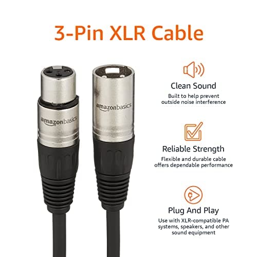 Amazon Basics XLR Microphone Cable for Recording Studio Speaker, PA System, All Copper Conductors, 10 ft, Black — view 3