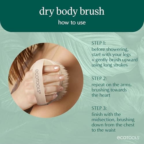 EcoTools Dry Body Brush, Cruelty-Free Bristles Exfoliate & Smooth Skin, Dry Brushing Removes Flaky Skin, May Help Improve Circulation & Tone, Eco-Friendly Skincare Tool, Vegan & Cruelty-Free, 1 Count — view 3
