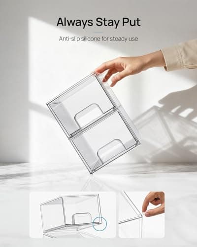 Vtopmart 4 Pack Small Clear Stackable Storage Drawers,Acrylic Bathroom Makeup Organizer,Plastic Storage Bins for Vanity, Undersink, Kitchen Cabinets, Pantry, Home Organization — view 5