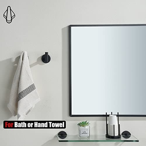 JQK Black Bathroom Towel Hook, Coat Robe Clothes Hook for Bathroom Kitchen Garage Wall Mounted (2 Pack), 304 Stainless Steel Matte Black, TH100-PB-P2 — view 3