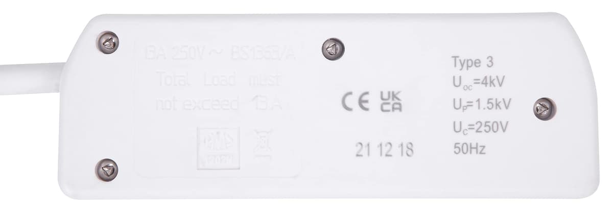 PRO ELEC PELB1951 2 Gang Surge Protected Extension Lead White, 10m — view 6