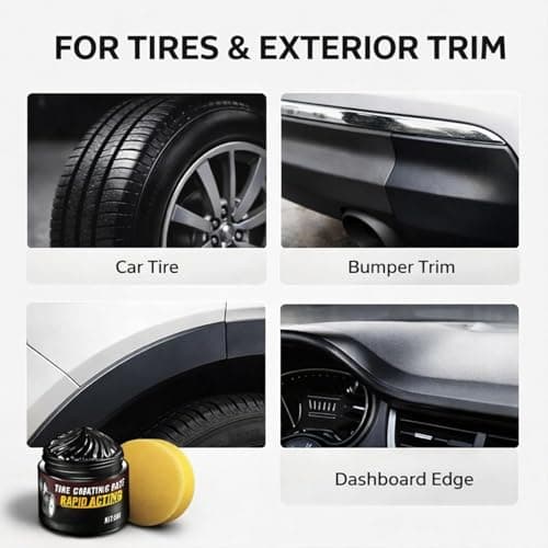 2026 Tire Coating & Trim Restorer, Bring Back the Original Deep Black Shine to Rubber and Plastic,Car Detailing Kit Tires Shines Applicator Shiny Stuff (2pcs) — view 5