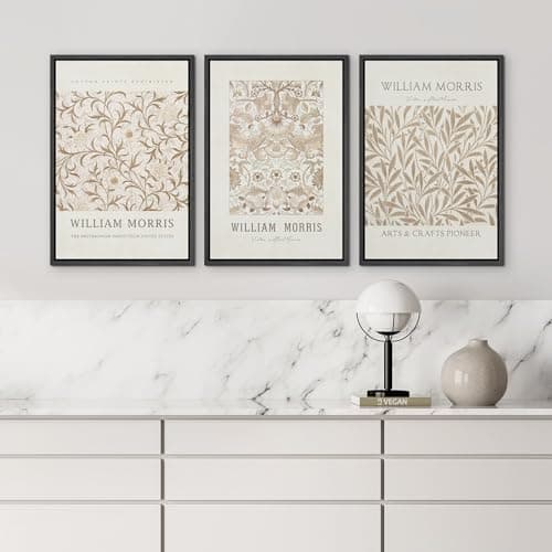 wall26 Framed Canvas Print Wall Art Set William Style Cotton Prints Exhibition Illustrations Modern Art Decorative Floral Botanical Minimal for Bedroom - 16"x24"x3 Black — view 3