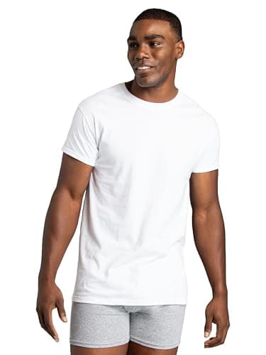 Fruit of the Loom Men's Stay Tucked Crew T-Shirt - Large - White (Pack of 6) — view 4