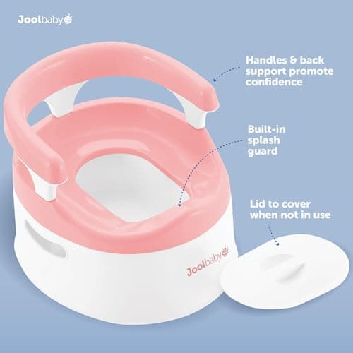 Child Potty Training Chair for Girls, Handles & Splash Guard - Comfortable Seat for Toddler - Jool Baby (Pink) — view 2
