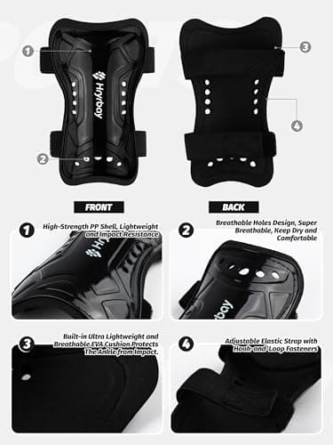 Hryrbay Kids Soccer Shin Guards and Socks Toddler Soccer Shin Pads Protective Defender Gear for Boys Girls Ages 3-15 Great for Training, Matches, Inspired by the World Cup Black S — view 2