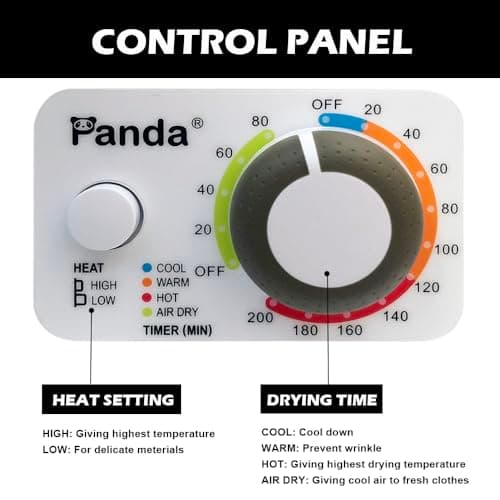 Panda Portable Clothes Dryer – 1.5 cu.ft Compact Electric Dryer, 850W, Stainless Steel Tub, 110V – Ideal for Apartments, Dorms & Small Loads — view 3
