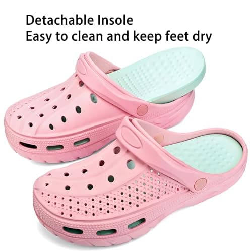 INMINPIN Women and Men Orthopedic Clogs Arch Support Garden Shoes Sandals Slippers with Plantar Fasciitis Feet Insoles,Sweet Pink,6-7 Women/4.5-5.5 Men — view 4