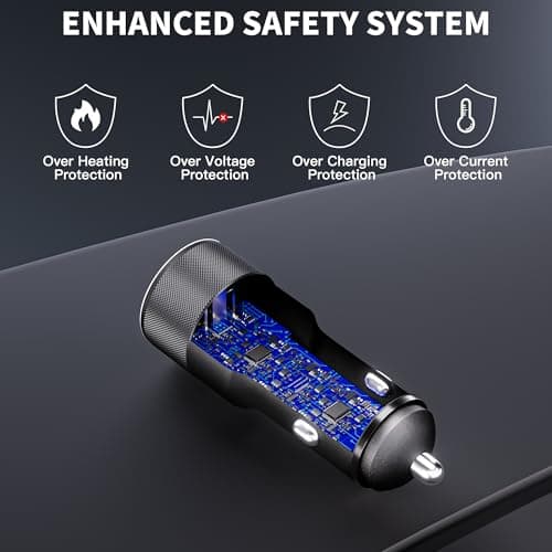 USB C Car Charger, 2Pack 60W Dual USB C Adapter Fast Charging Power Delivery Adapter Fast Type C Car Charger Plug Compatible with iPhone 17/17 Pro/17 Pro Max/16 Plus/15 Pro/Galaxy S26/S25/Pixel(Black) — view 3