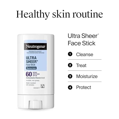 Neutrogena Ultra Sheer Stick Sunscreen for Face SPF 60, Invisible Finish, Broad Spectrum UVA/UVB Sun Protection - Vitamin C & E, Non Greasy, Fragrance Free, Water Resistant 80 Min, Travel Size, .47 oz — view 7