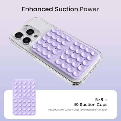 Klearlook Silicone Suction Cup Phone Case Mount Double Sided, Silicon Sticky Phone Grip with Higher Suction for Cell Phone, Hands-Free Phone Accessories Holder for Selfies and Videos, Lavender — view 2