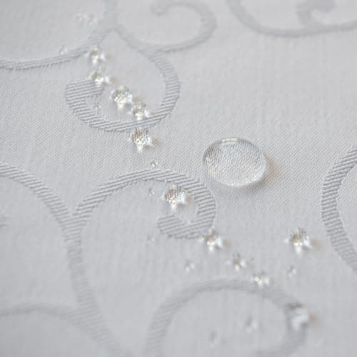 Marina Decoration Home Decor Jacquard Waterproof Thick Elegant Soft Premium Solid Damask Scroll Decorative Kitchen Table Cloth Liquid Repellent Stain Resistant Tablecloth, White Color Round 70 Inch — view 4