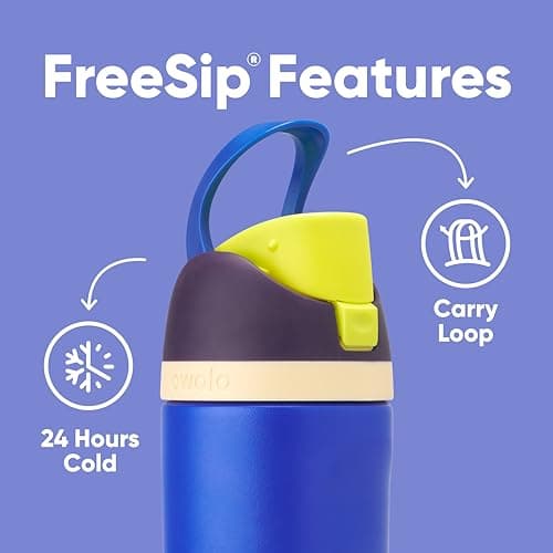 Owala Kids FreeSip Insulated Stainless Steel Water Bottle with Straw for Sports, Travel, and School, BPA-Free Sports Water Bottle, 16 oz, Celestial Sphere — view 3