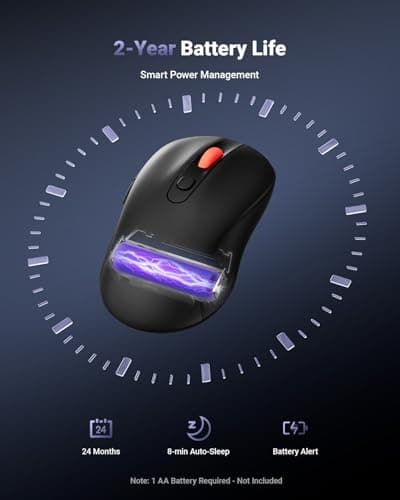 wegear USB Wireless Mouse for Laptop PC Mac, 2.4GHz Cordless Mouse with 6 Buttons, 5-Level Adjustable 4000 DPI, Ergonomic Portable Optical Computer Mice, 24-Month Battery Life -Black — view 5