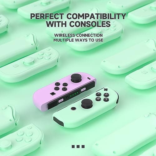 FZPYZO Switch Controller for Nintendo Switch, Replacement Switch Controllers Left and Right Wireless Switch JoyPad Controller Support Vibration/Screenshot/Wake Up. [nintendo_switch] (Purple Green) — view 4