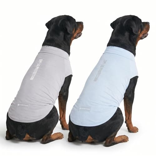 Spark Paws Sunblock Dog T-Shirt, SPF30 Protection, Lightweight Breathable Quick Dry for Dogs with Sensitive Skin - Blue & Grey (Set of 2) - 4XL