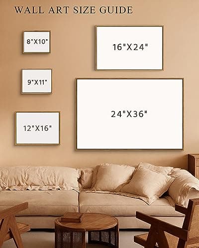 InSimSea Framed Landscape Canvas Wall Art | Meadow with Flowers Vintage Wall Art Prints Decor | Modern Farmhouse Decor | Cottagecore Bedroom Bathroom Office Decor 24x36inch — view 5