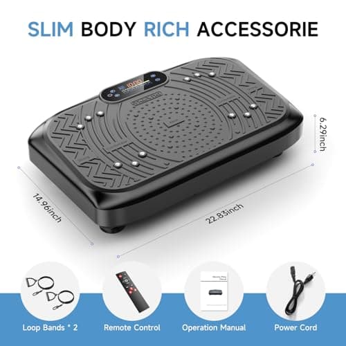 Vibration Plate Exercise Machine,Vibration Plate Machine 199 Adjustable Speed,Vibrating Plate Exercise Machine Automatic Mode P1-P7,Vibration Platform with Bluetooth 450 Lbs Capacity(Raven Black) — view 5