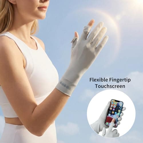 apaepr UV Protection Gloves for Women – Full Finger Sun Gloves, UPF 50+ Driving & Cycling Gloves, Lightweight, Touchscreen, Breathable, Non-Slip for Outdoor Activities(Grey A-AD, One Size) — view 3