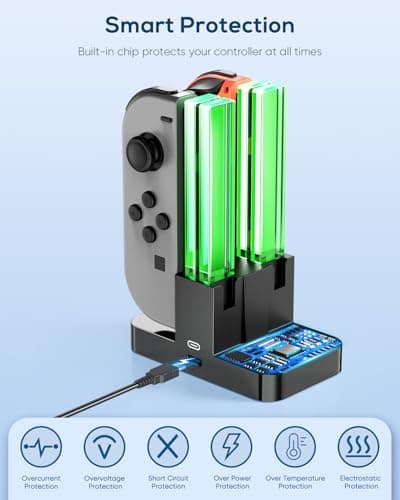 FYOUNG Controller Charger Dock Compatible with Nintendo Switch/Switch OLED for Joycons, Charging Stand Station Compatible with Switch/OLED Controller Accessories with a Type-C Charging Cord — view 4