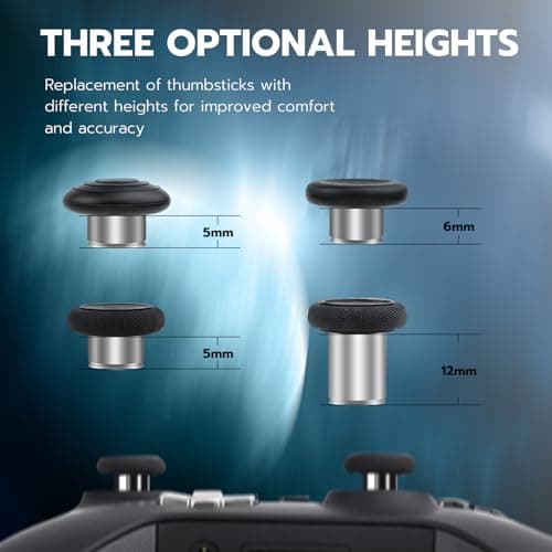 Mcbazel 13 in 1 Metal 6 Swap Thumbsticks Joysticks, 4 Trigger Paddles, 2 D-Pads with Adjustment Tool and Carry Case for Xbox One Elite Series 2 Controller - Black — view 3