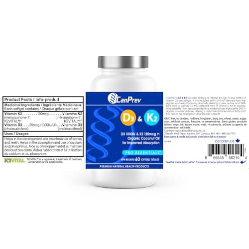 CanPrev - D3 & K2 Vitamin Supplement 60 Softgels 60-Day Supply - K2 MK7 Cholecalciferol Vitamin D3 Supplement - Organic Coconut Oil for Improved Absorption - Helps Build & Maintain Teeth & Bone Health — view 8