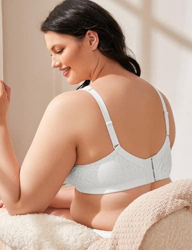 WingsLove Women's Full Coverage Non Padded Wire-Free Minimizer Bra Comfort Plus Size Everyday Bras, White, 40DD — view 3