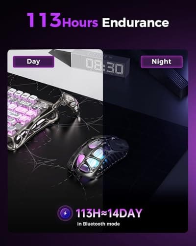GravaStar Mercury X Pro Wireless Gaming Mouse, Come with 8K Dongle – 32,000 DPI PAW 3950 Sensor, 8,000Hz Polling Rate, Only 49g, Magnesium Alloy Hollow Frame, RGB Lighting, 5 Programmable Buttons — view 5
