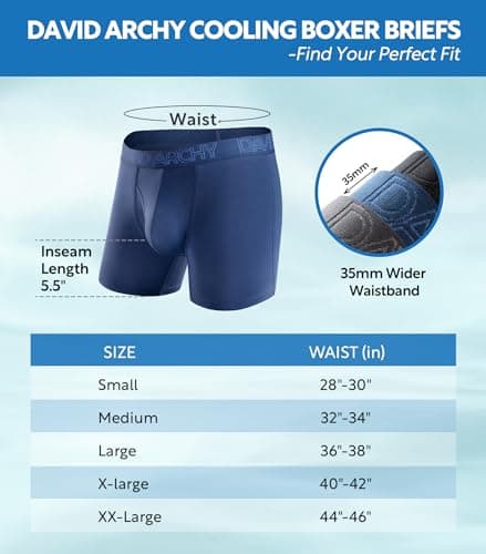 DAVID ARCHY Men's Underwear Bamboo Rayon Boxer Briefs with Fly Multipack — view 5