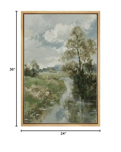 SIGNWIN Framed Canvas Print Wall Art River Through Spring Forest Field Nature Wilderness Modern Art Decorative for Living Room, Bedroom, Office - 24"x36" NATURAL — view 7